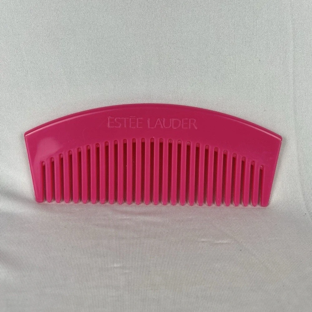 Vtg 90s Y2K 5 inch Estée Lauder Pink Travel Purse Rounded Wide‎ Tooth Hair Comb